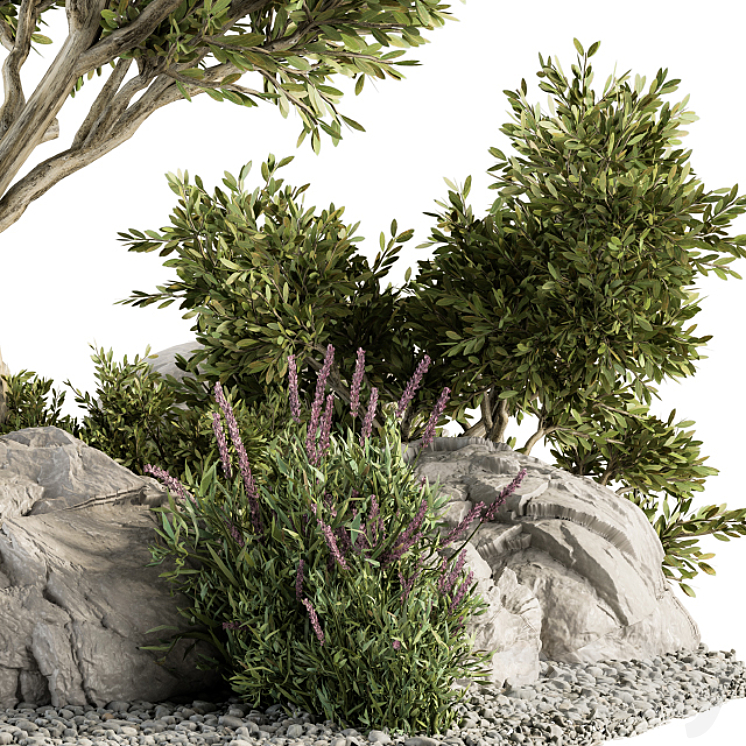 Garden set Tree and Bush - Garden Set 18 3D Model