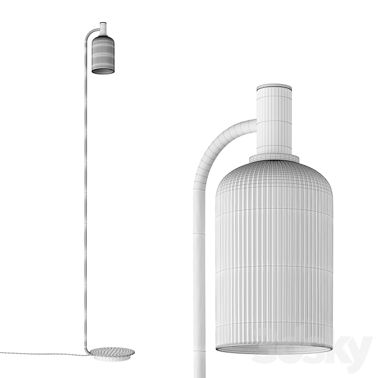 Brass and cut glass floor lamp Bogota 3D Model