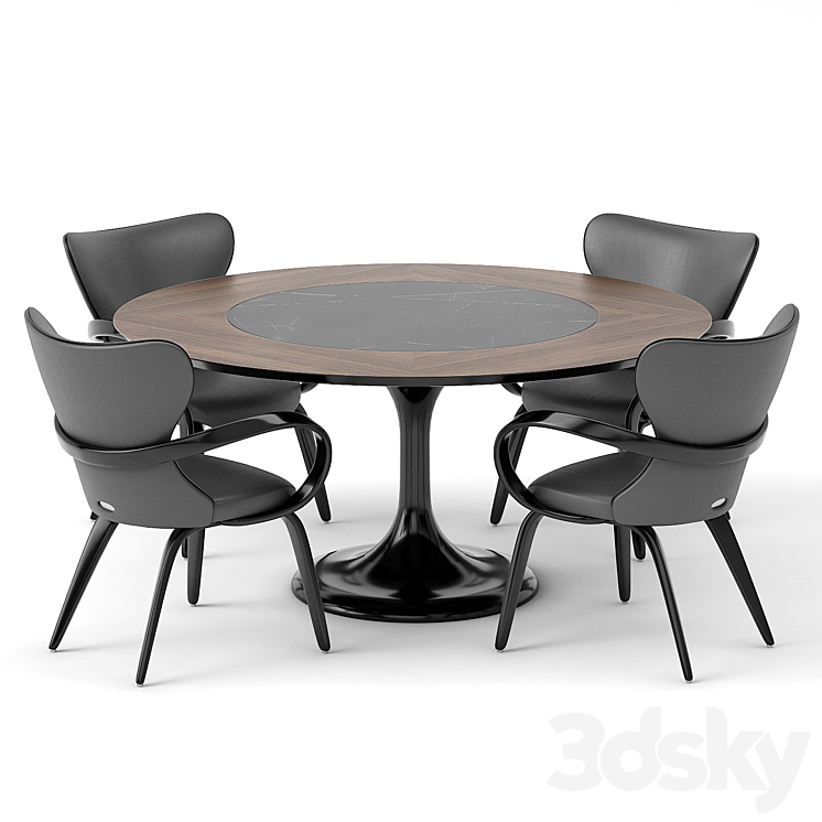 group with chairs apriori S (round table) OM 3DS Max - thumbnail 1