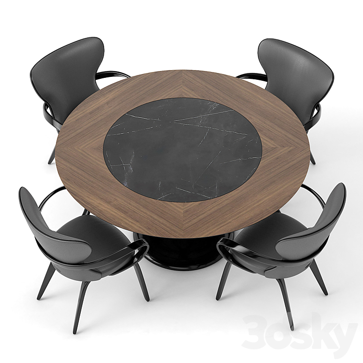 group with chairs apriori S (round table) OM 3DS Max - thumbnail 2
