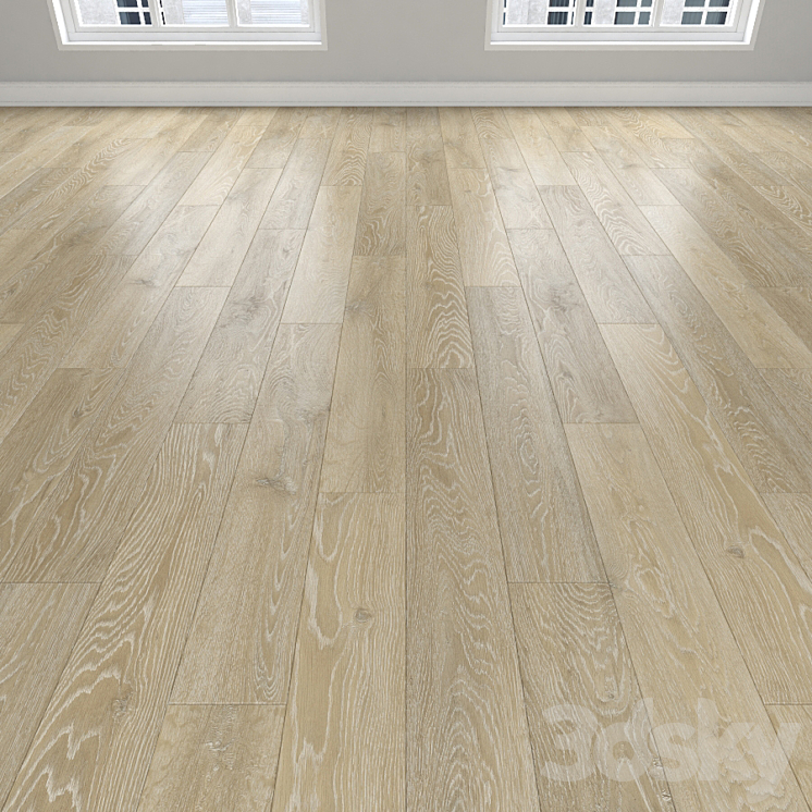Parquet Oak 3 types: herringbone linear chevron. 3D Model