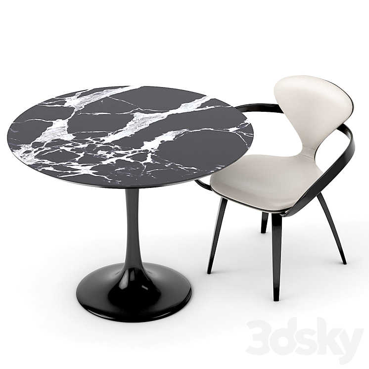 group with chairs apriori N (round table) OM 3D Model