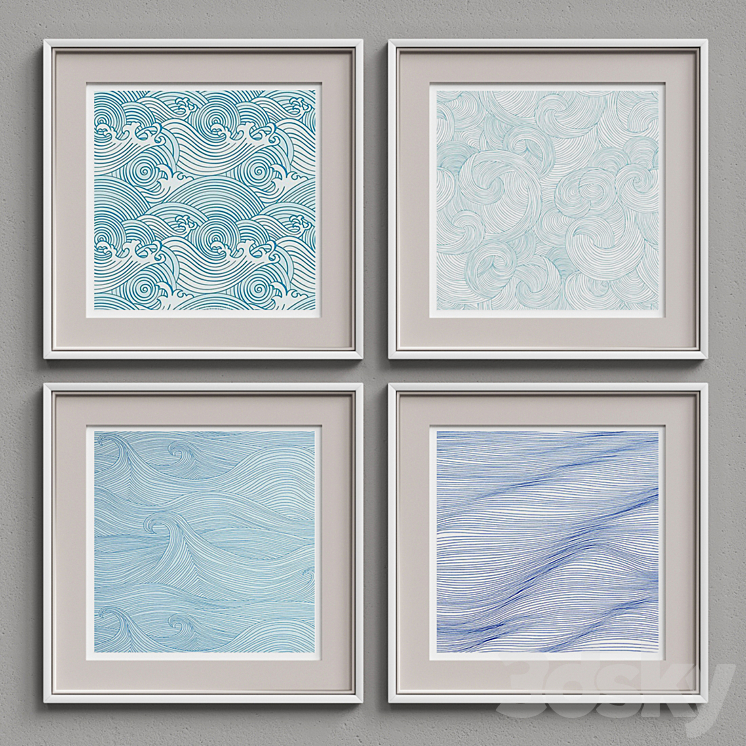 Nice Picture Frames Set 234 3D Model