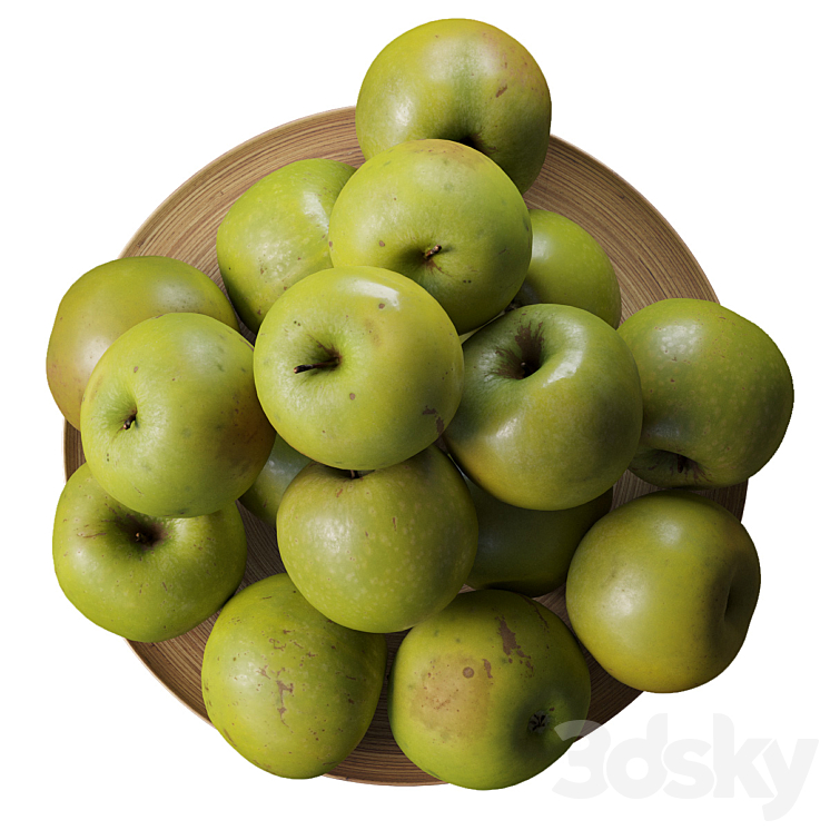 Granny Smith Apples. 4 models 3D Model