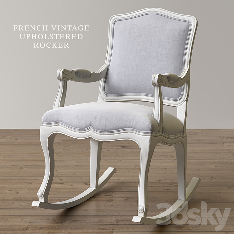 RH | French Vintage Upholstered Rocker 3DS Max Model - thumbnail 1