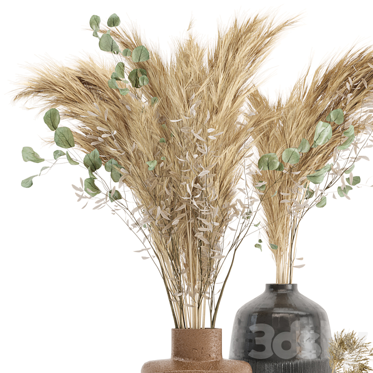 Dry plants 19 – Dried Plantset Pampas with Concrete vase 3DS Max - thumbnail 2