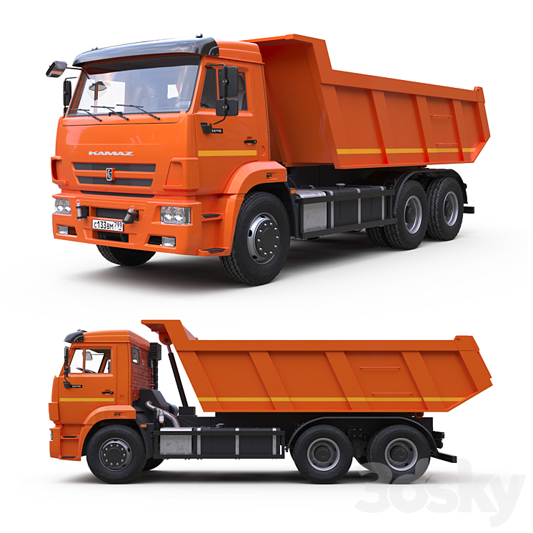 Dump truck on the KAMAZ-65115 chassis. 3DS Max - thumbnail 1