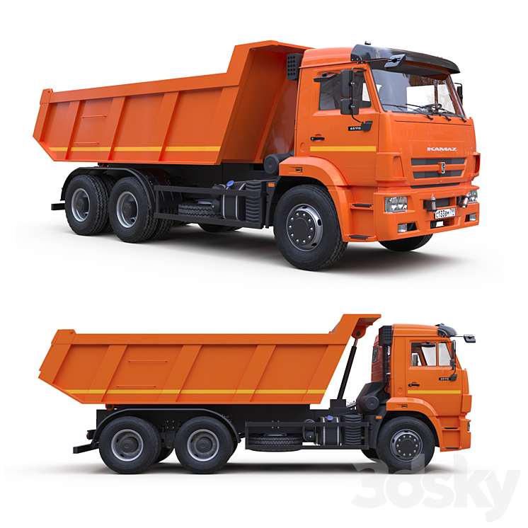 Dump truck on the KAMAZ-65115 chassis. 3DS Max - thumbnail 2
