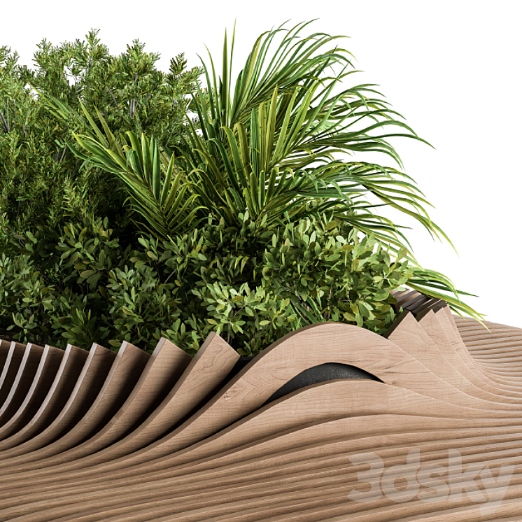 Urban Furniture / Parametric Bench with Plants- Set 22 3D Model