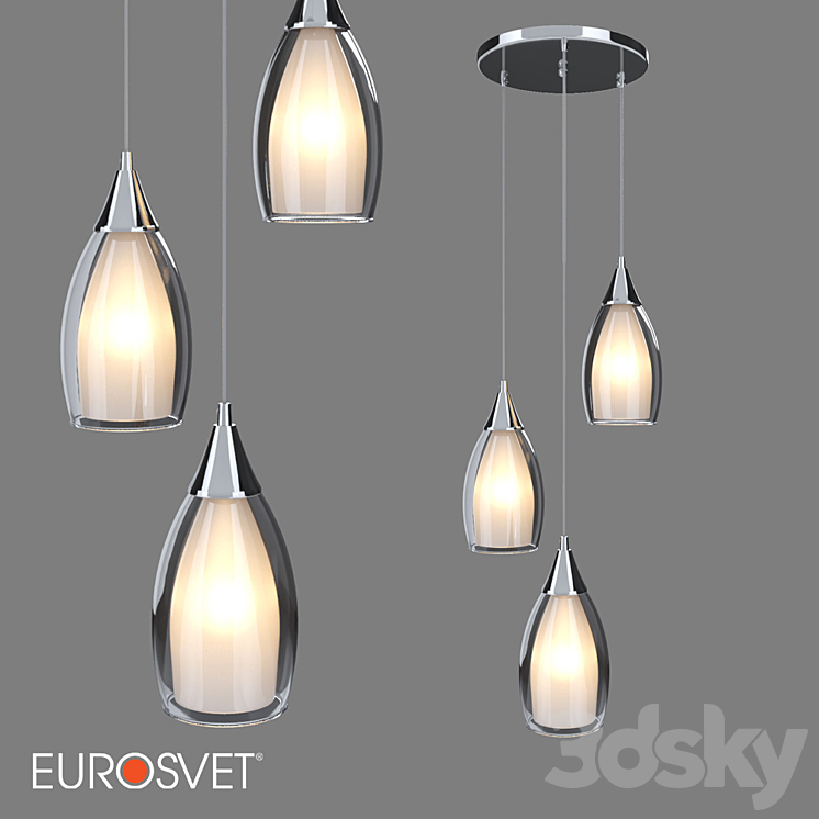 OM Pendant lamp with glass shades Eurosvet 50085\/3 black pearl Cosmic 3DS Max - thumbnail 1