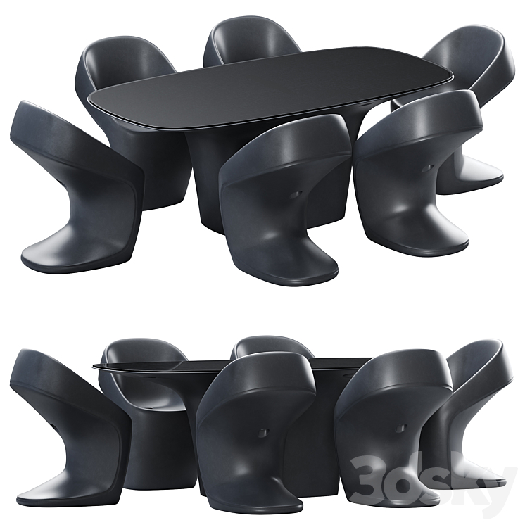 Vondom Ufo Dining Table and Chair 3DS Max Model - thumbnail 1