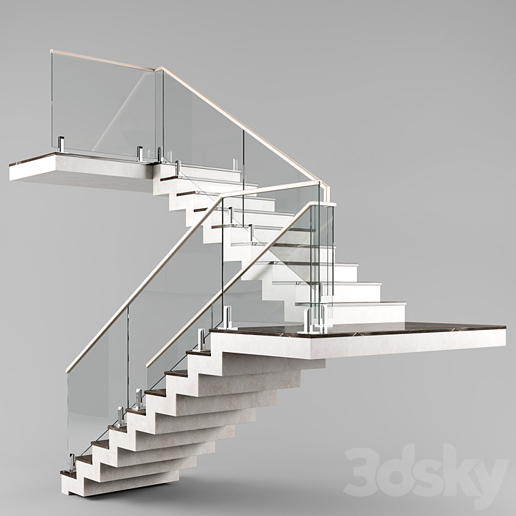 Modern interior stair 03 3D Model