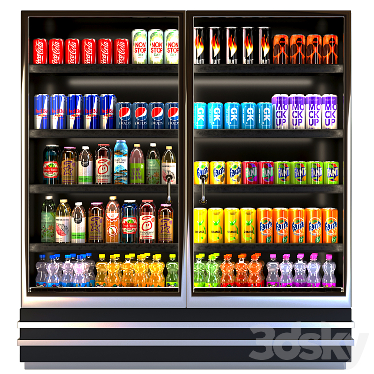 Showcase in a supermarket with lemonades juices and energy drinks 8 3DS Max - thumbnail 1