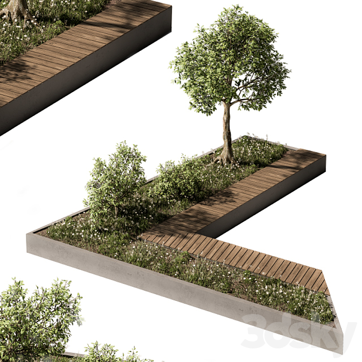 Urban Furniture \/ Architecture Bench with Plants- Set 24 3DS Max - thumbnail 1