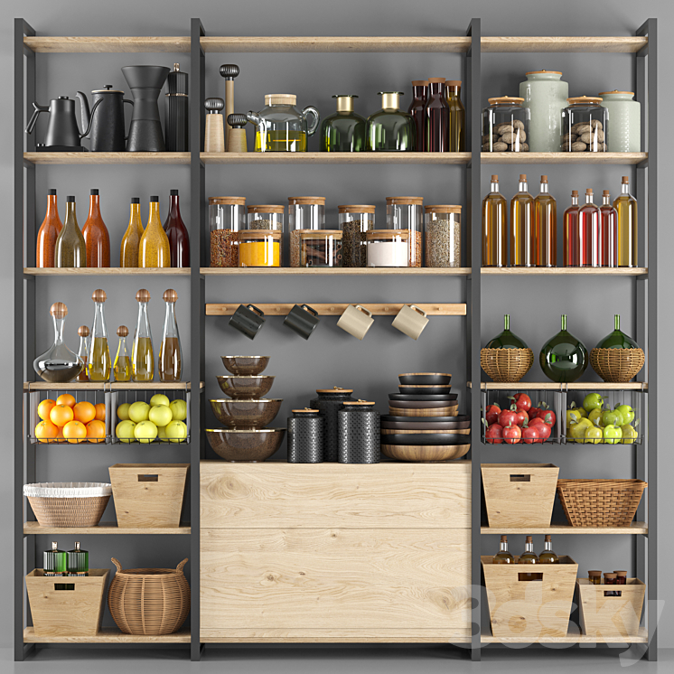 [3DSKY] Kitchen Accessories012pantry 3D Model NEW UPDATE 2023