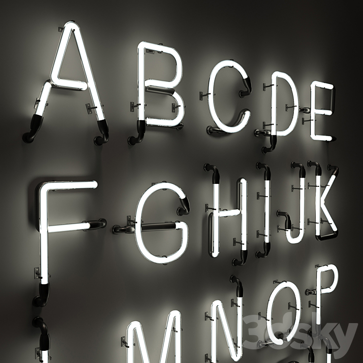Neon Letters Neon Type Font 2 3D Model Free