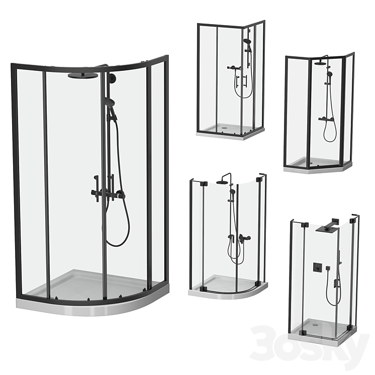 Shower enclosures Cezares set 2 3D Model