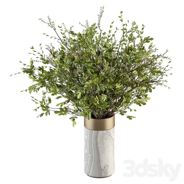 Bouquet – Green Branch in Stone vase 55 3DS Max - thumbnail 1