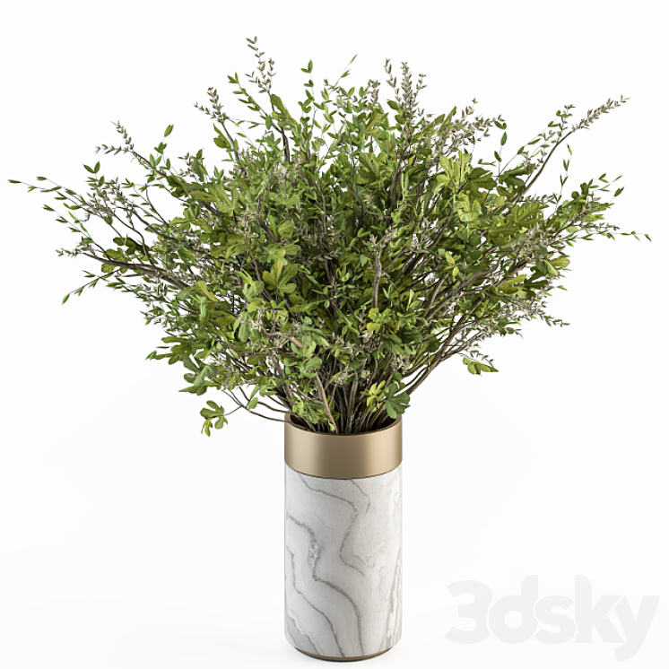 Bouquet – Green Branch in Stone vase 55 3DS Max - thumbnail 2