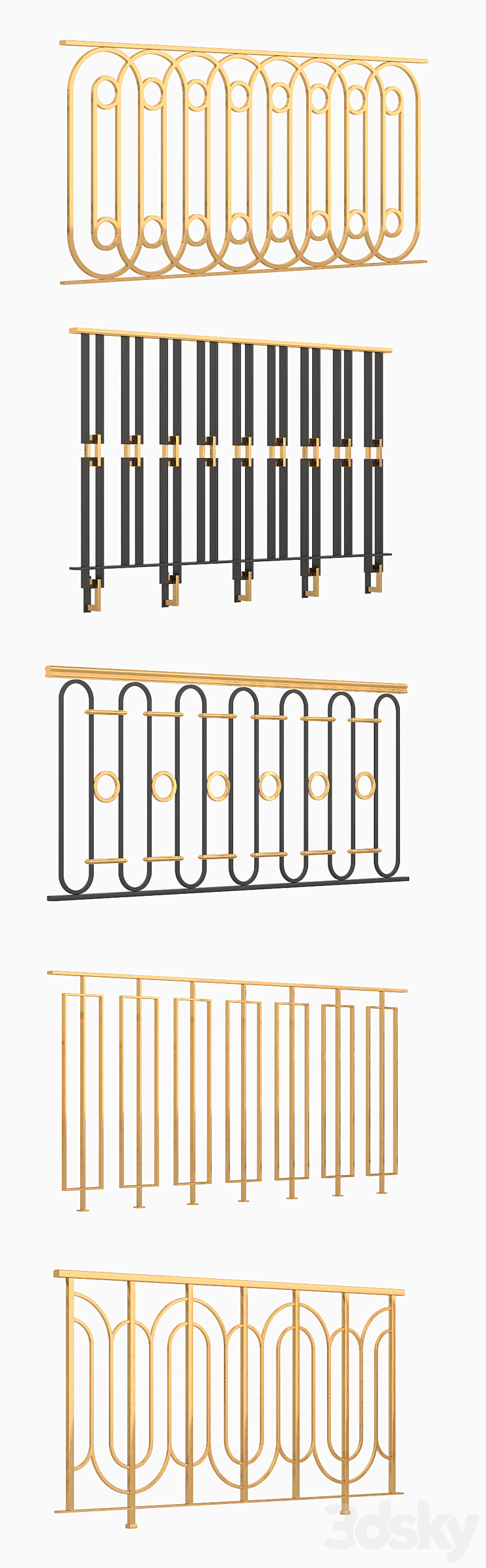 Set of classic railings 3DS Max - thumbnail 2