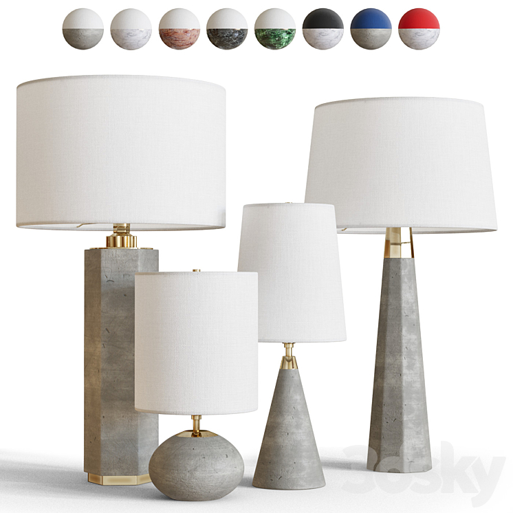 Contemporary table lamps in concrete and marble 3DS Max - thumbnail 1