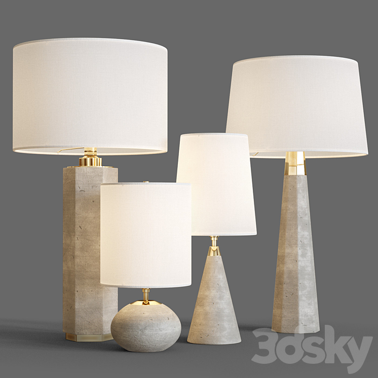 Contemporary table lamps in concrete and marble 3DS Max - thumbnail 2