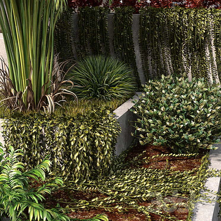 Garden Set with water fountain 3D Model