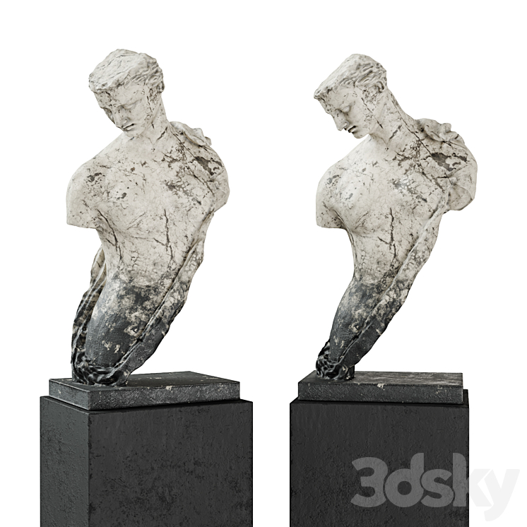 Greek woman torso pedestal marble 3DS Max Model - thumbnail 1