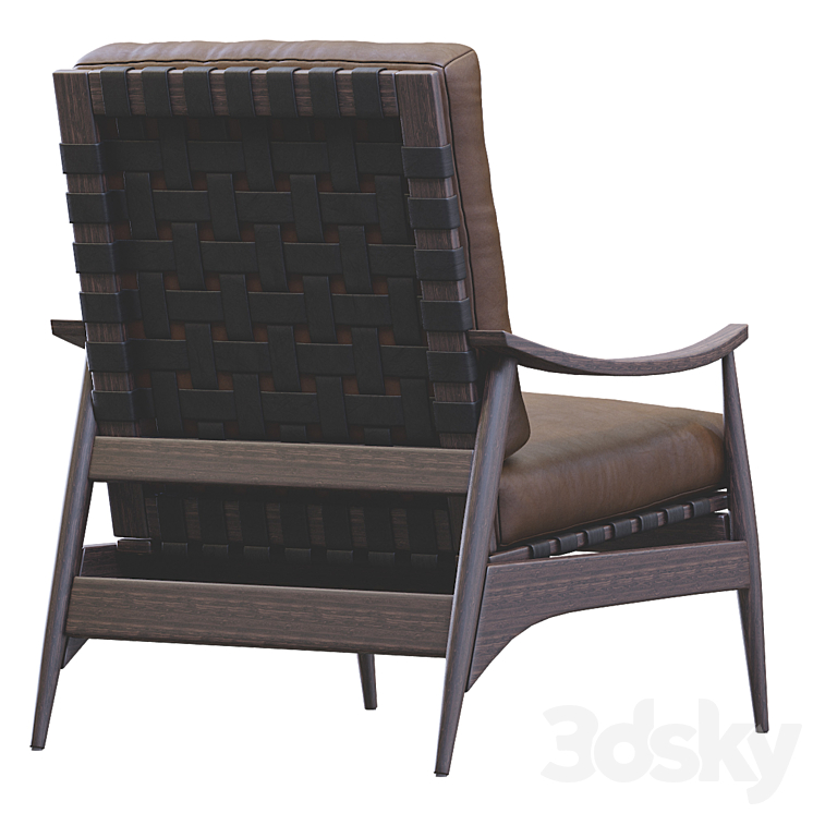 Mid Century Outdoor Show Wood Lounge Chair Leather 3D Model