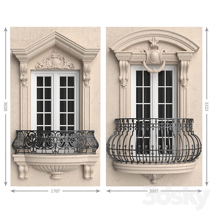 Classic balconies 2 3D Model