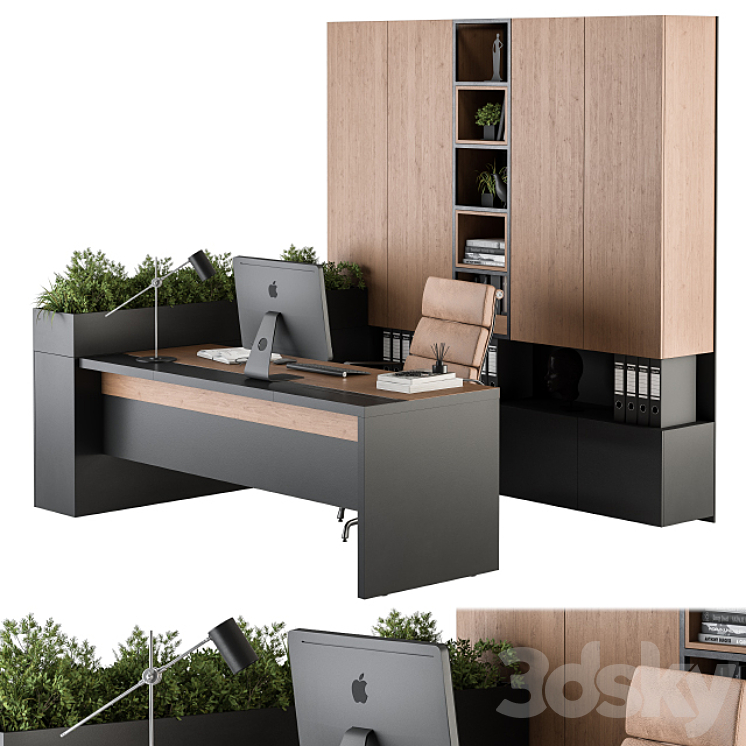 Office Furniture L Type wardrobe – Manager Set 32 3DS Max - thumbnail 1