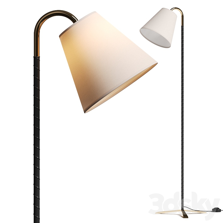 CB2 Barnes Brass And Black Leather Floor Lamp 3DS Max - thumbnail 1