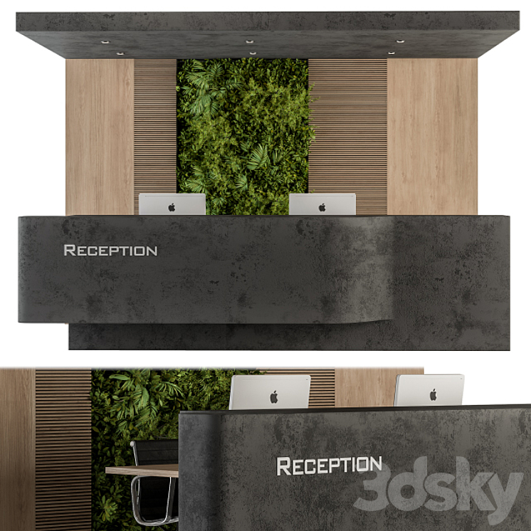 Reception Desk and Wall Decoration – Set 07 3DS Max - thumbnail 1