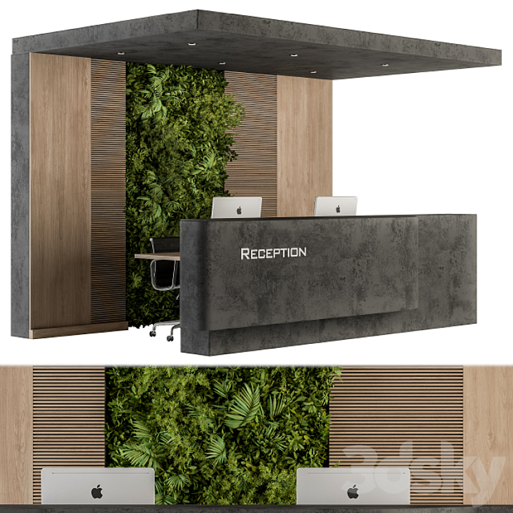 Reception Desk and Wall Decoration – Set 07 3DS Max - thumbnail 2