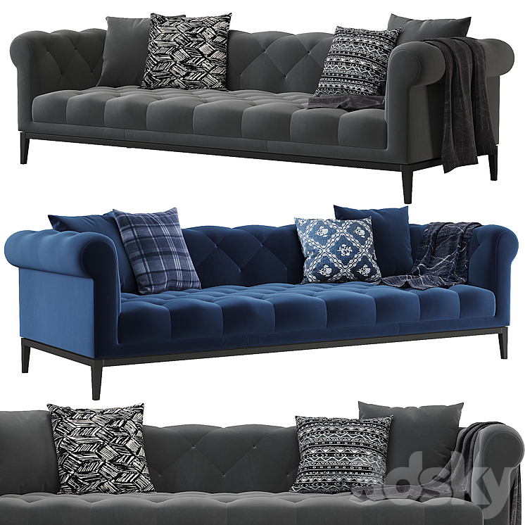 RH | Italia Chesterfield sofa with tufted 3DS Max - thumbnail 1