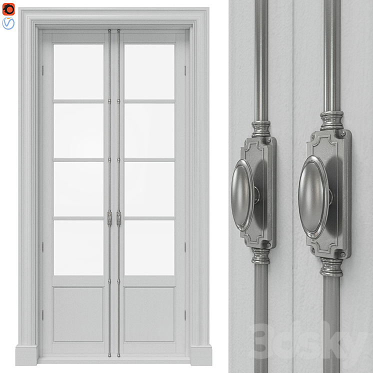 Classic doors with cremones 3DS Max - thumbnail 1