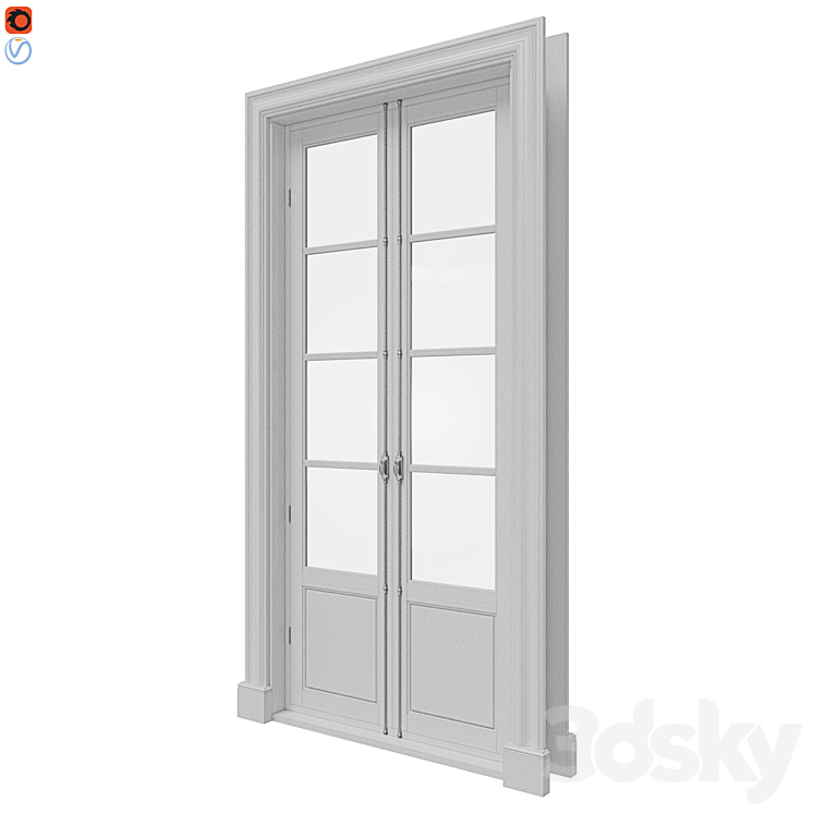 Classic doors with cremones 3D Model