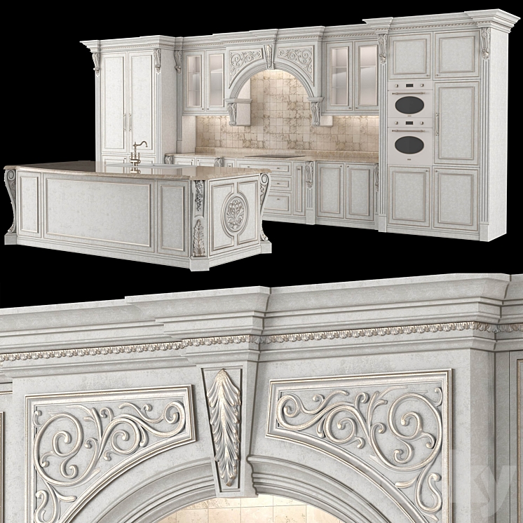 classical kitchen 1 3DS Max - thumbnail 2