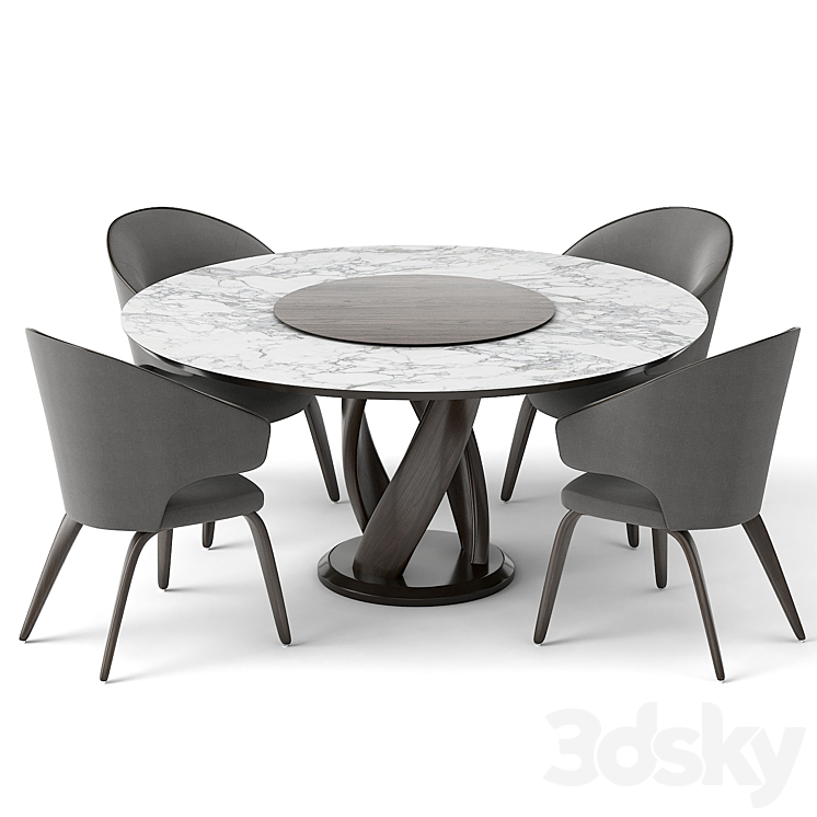 group with round table virtuos D 160 OM 3DS Max - thumbnail 1