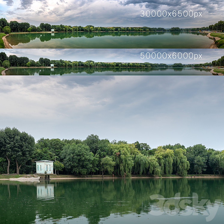 Panorama with a lake and trees v2. 30-50k 3DS Max Model - thumbnail 1