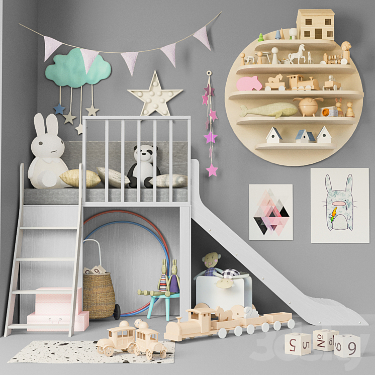Children’s room with toys and furniture for children 3 3DS Max - thumbnail 1