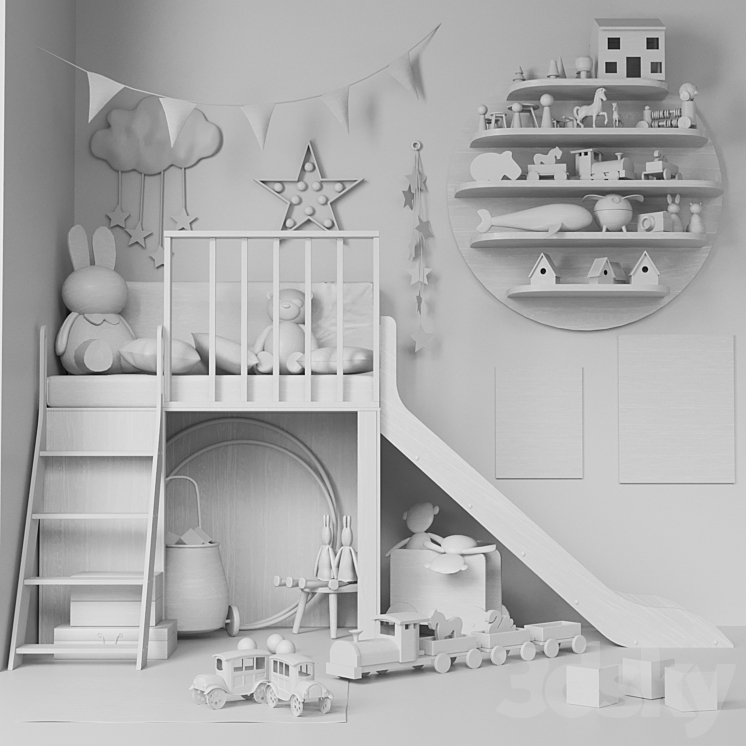 Children’s room with toys and furniture for children 3 3DS Max - thumbnail 2