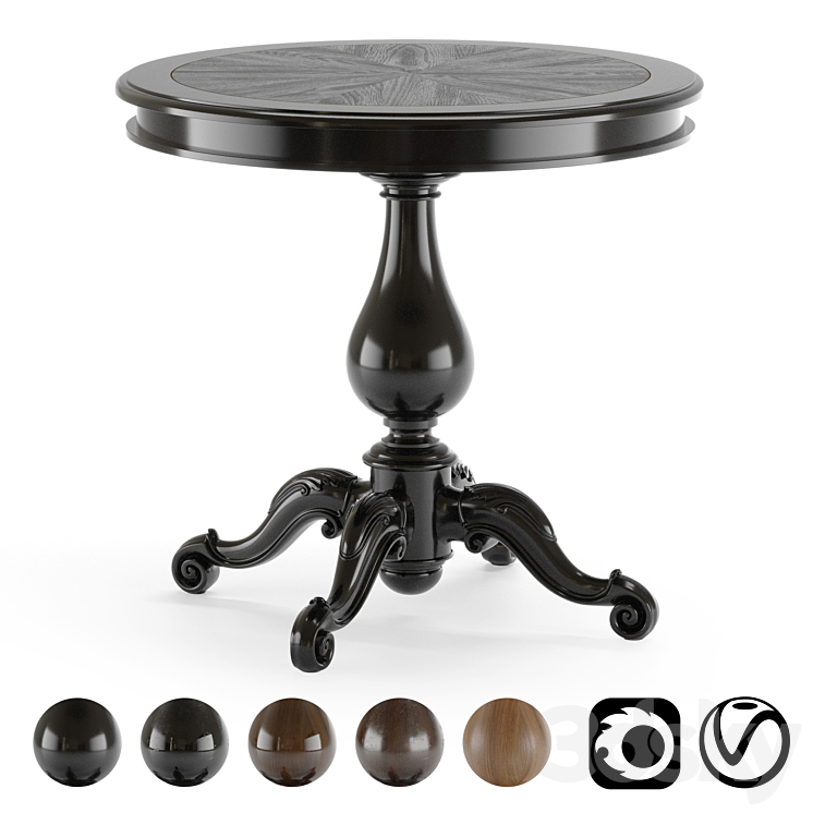 Classic style coffee table 3DS Max Model - thumbnail 1