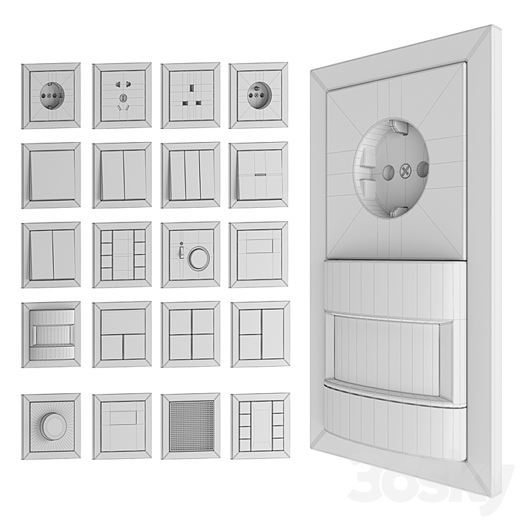 Jung LS Flat design set 2 3D Model