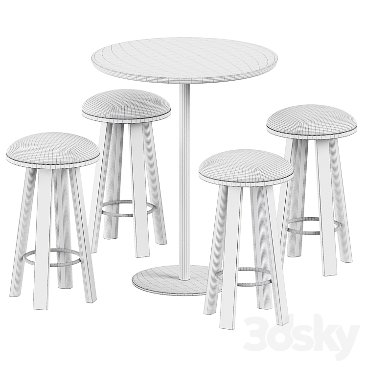 Table Sarek by Boln and Counter Stoll BuzziMilk by BuzziSpace 3D Model Free