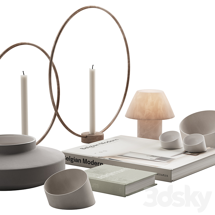 056 Living Decor Set Minimum Neutral Pack 01 3D Model
