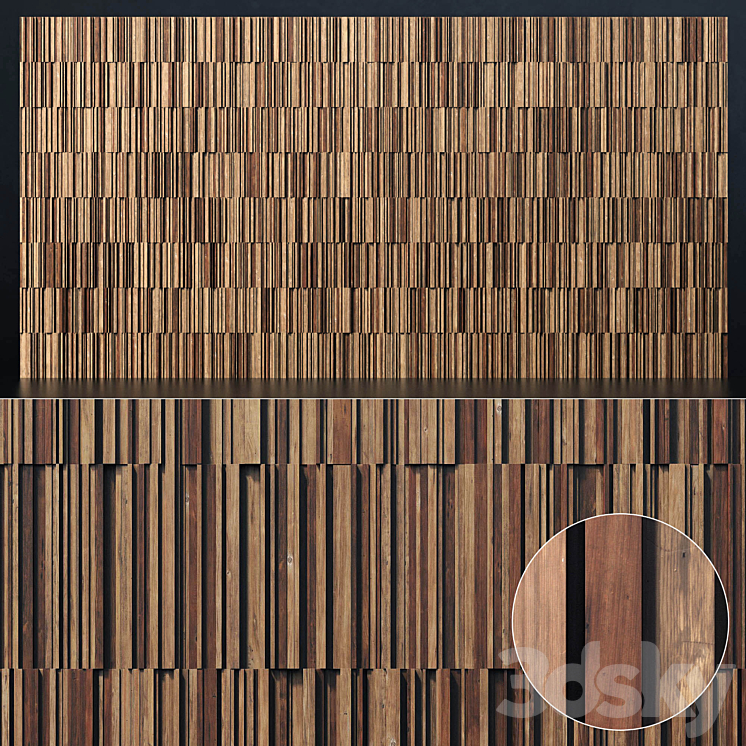 Panel rail line wood n1 \/ Panel from long strips wood number 1 3DS Max - thumbnail 1