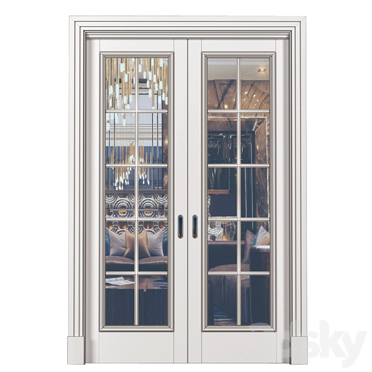 Interior sliding doors in Art Deco style. French Art Deco Sliding Folding Modern Doors 3D Model