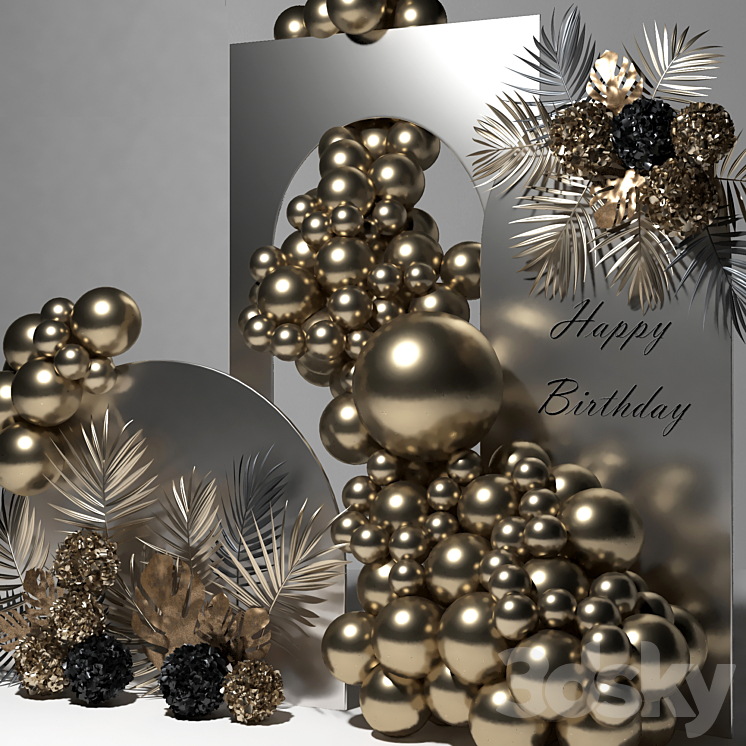 Decorative Set 24 - Birthday set 3D Model Free
