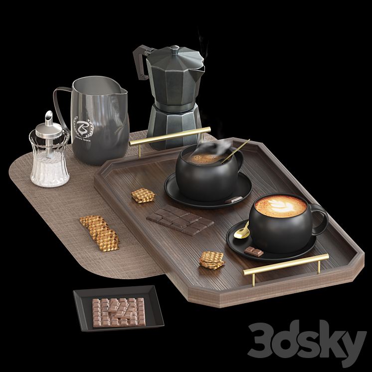 coffee set 01 3DS Max Model - thumbnail 1